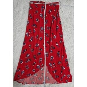 Express Maxi Skirt Womens Small Floral Faux Wrap Front Slit Pull On Y2K Feminine
